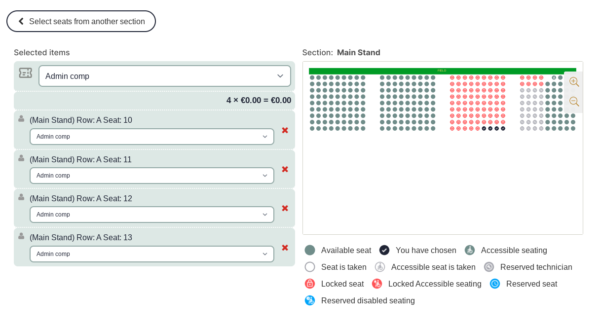 Locking and reserving seats on the map